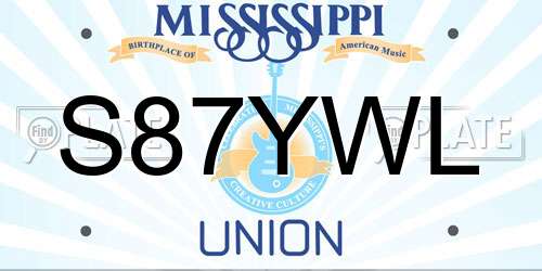 S87YWL Mississippi License Plate