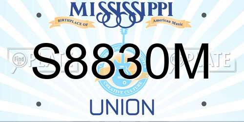 S8830M Mississippi License Plate