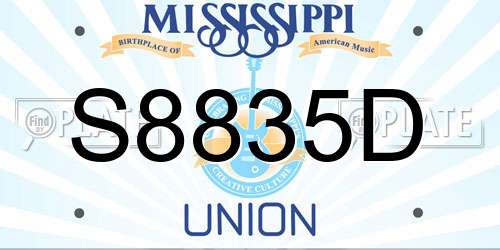 S8835D Mississippi License Plate