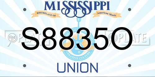S8835O Mississippi License Plate