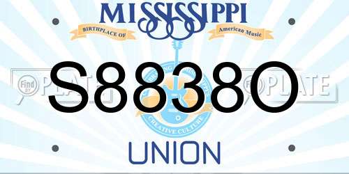 S8838O Mississippi License Plate