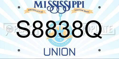 S8838Q Mississippi License Plate