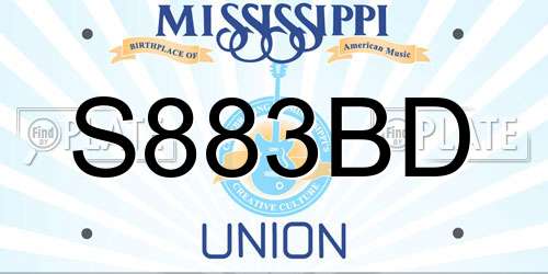 S883BD Mississippi License Plate