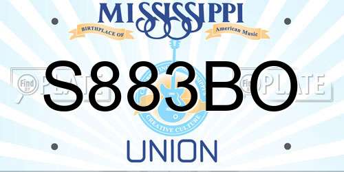 S883BO Mississippi License Plate