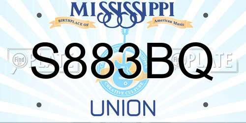 S883BQ Mississippi License Plate