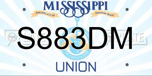 S883DM Mississippi License Plate