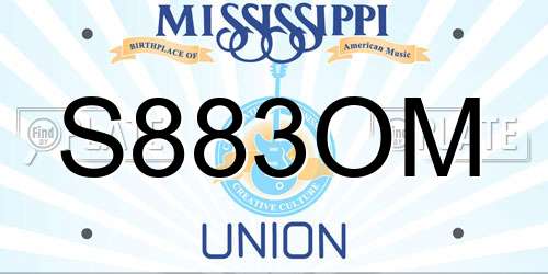S883OM Mississippi License Plate
