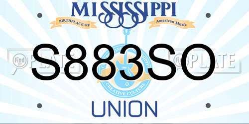 S883SO Mississippi License Plate