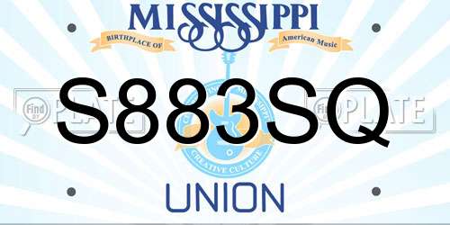 S883SQ Mississippi License Plate