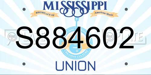 S884602 Mississippi License Plate
