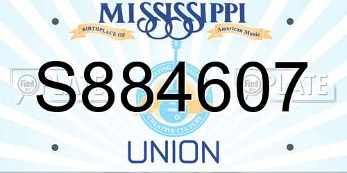 S884607 Mississippi License Plate