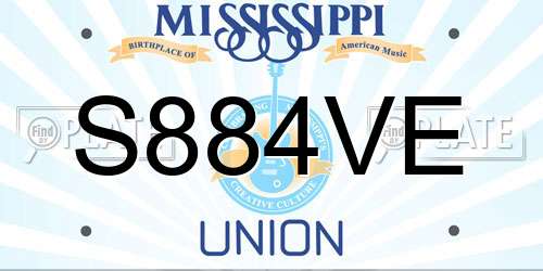 S884VE Mississippi License Plate