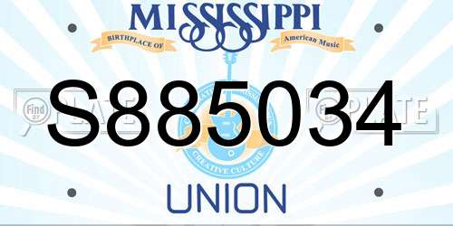 S885034 Mississippi License Plate