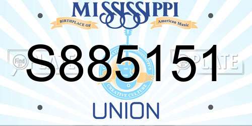 S885151 Mississippi License Plate