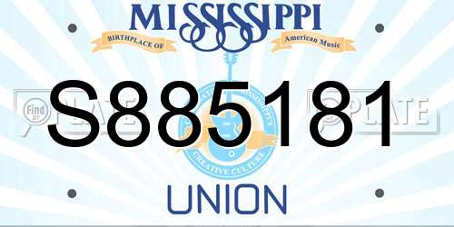 S885181 Mississippi License Plate