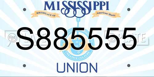 S885555 Mississippi License Plate