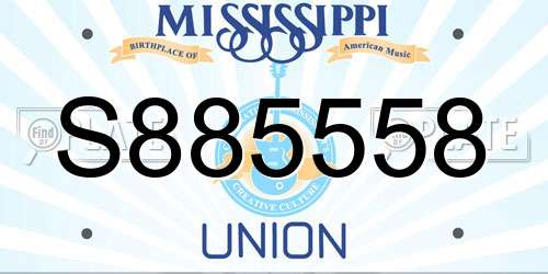 S885558 Mississippi License Plate