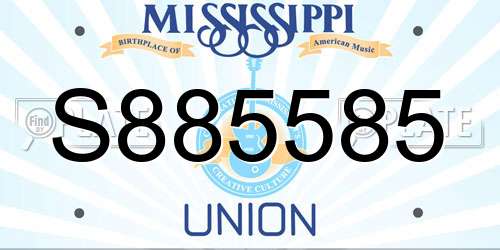 S885585 Mississippi License Plate