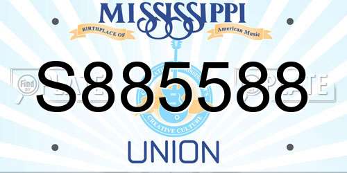 S885588 Mississippi License Plate