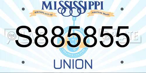 S885855 Mississippi License Plate