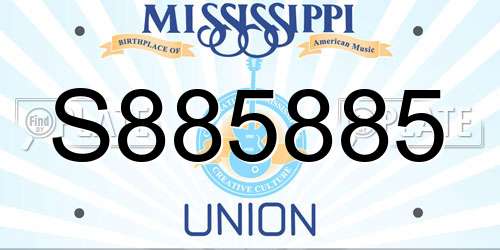 S885885 Mississippi License Plate
