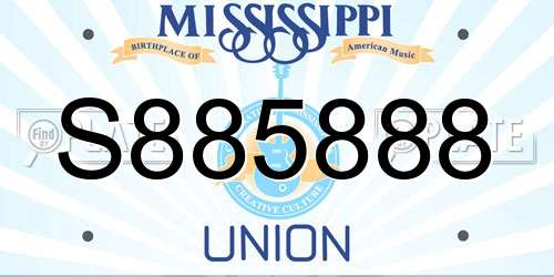 S885888 Mississippi License Plate