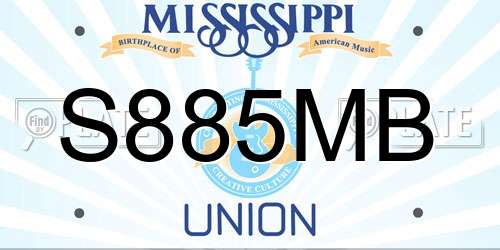S885MB Mississippi License Plate