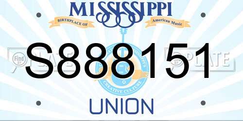 S888151 Mississippi License Plate
