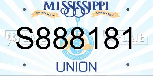 S888181 Mississippi License Plate