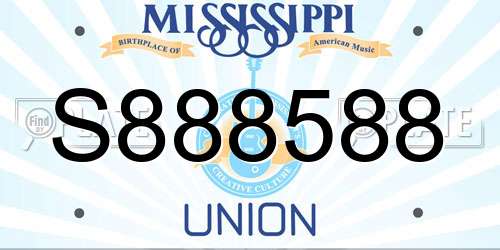 S888588 Mississippi License Plate
