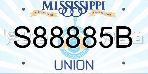 S88885B Mississippi License Plate