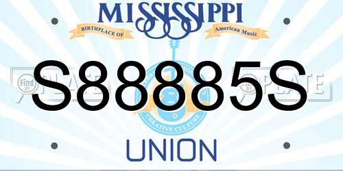 S88885S Mississippi License Plate