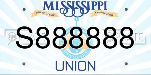S888888 Mississippi License Plate