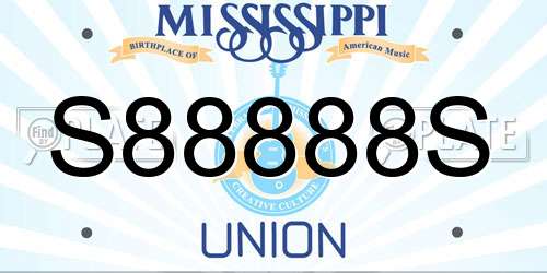 S88888S Mississippi License Plate