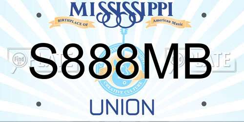 S888MB Mississippi License Plate