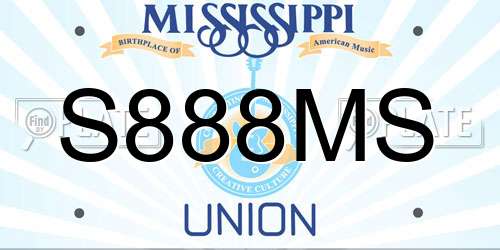 S888MS Mississippi License Plate