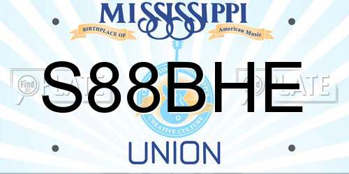 S88BHE Mississippi License Plate