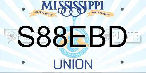 S88EBD Mississippi License Plate