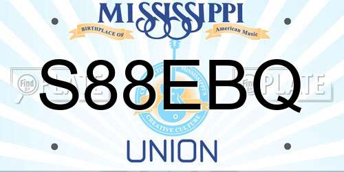 S88EBQ Mississippi License Plate