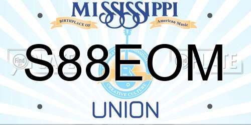 S88EOM Mississippi License Plate