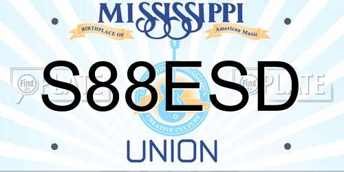 S88ESD Mississippi License Plate
