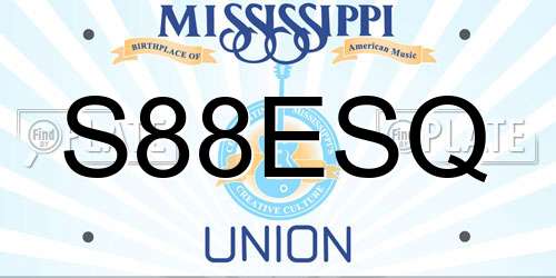 S88ESQ Mississippi License Plate