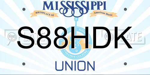 S88HDK Mississippi License Plate