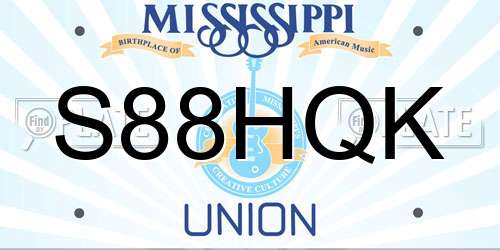 S88HQK Mississippi License Plate