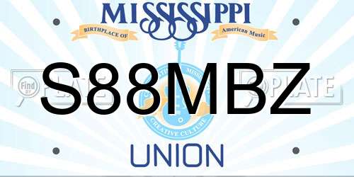 S88MBZ Mississippi License Plate
