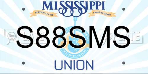 S88SMS Mississippi License Plate