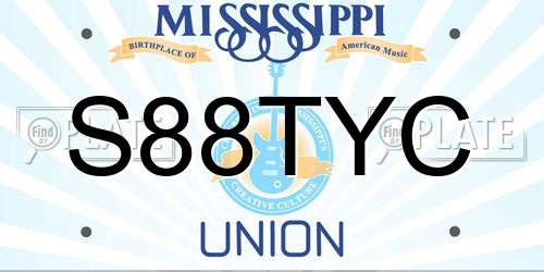 S88TYC Mississippi License Plate