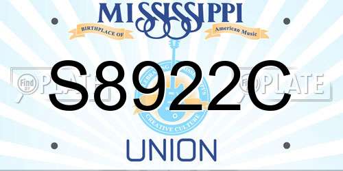 S8922C Mississippi License Plate
