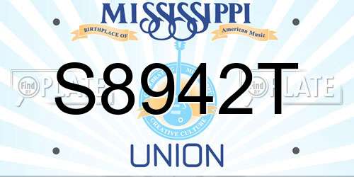 S8942T Mississippi License Plate
