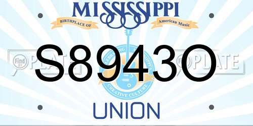 S8943O Mississippi License Plate